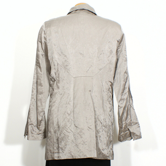 Gray Steel Satin Cotton Blend Long Jacket XL - Picture 2 of 2